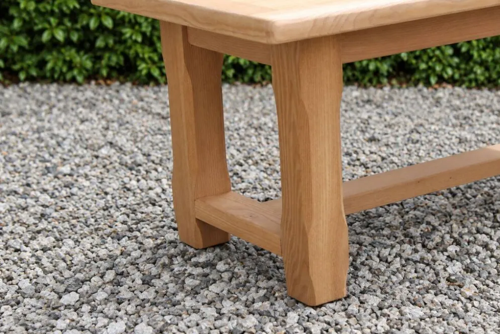 Table basse vintage en chêne style table de ferme – bois naturel – 103 cm