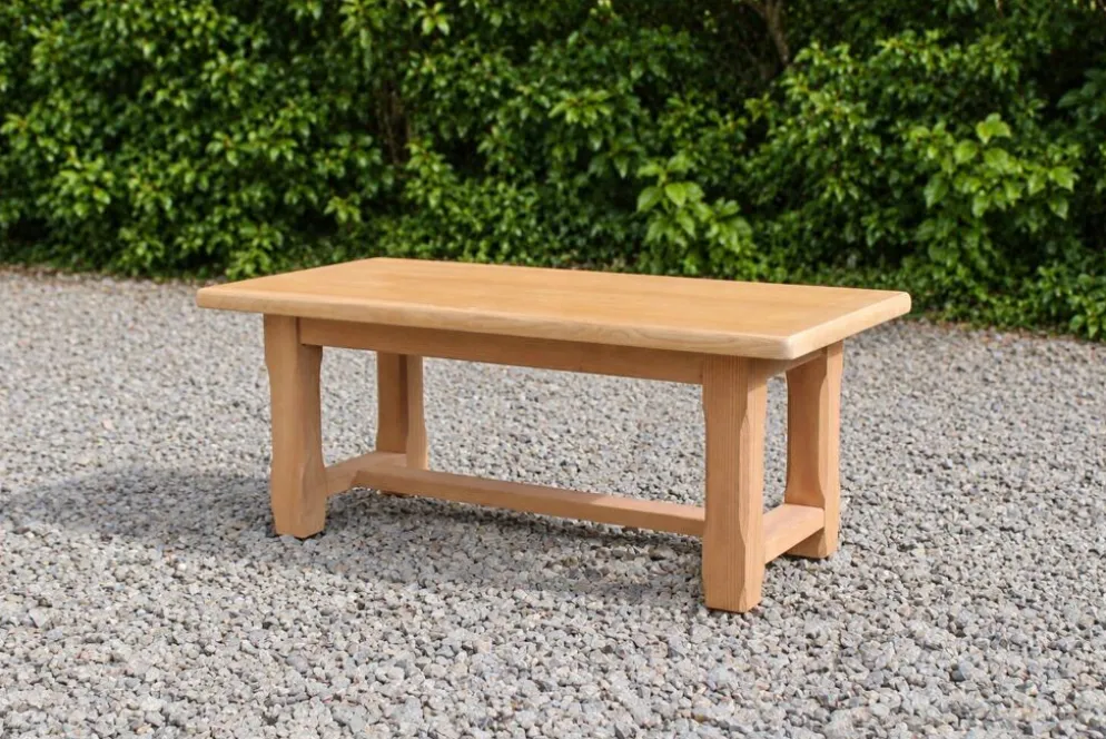 Table basse vintage en chêne style table de ferme – bois naturel – 103 cm