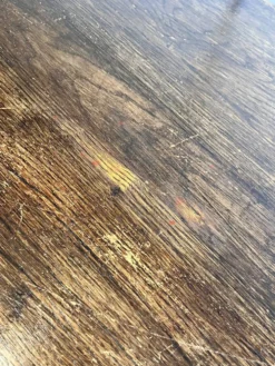 Table basse vintage en chêne surdimensionnée avec deux tiroirs