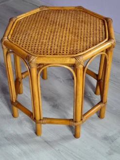 Table basse vintage en rotin