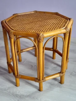 Table basse vintage en rotin