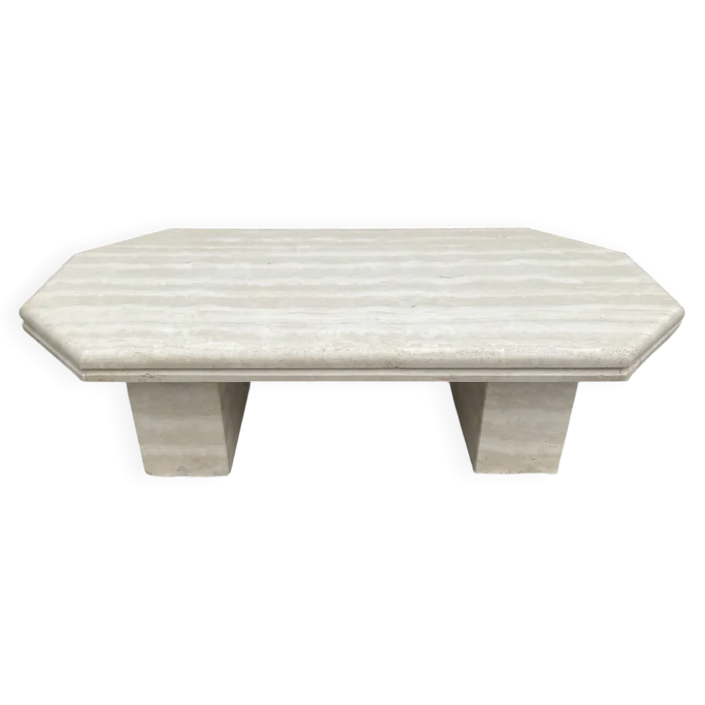Table basse vintage en travertin années 70
