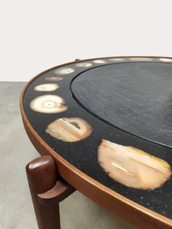 Table basse vintage Heinz Lilienthal ‘E8’ en agate et pierre
