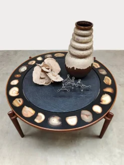 Table basse vintage Heinz Lilienthal ‘E8’ en agate et pierre