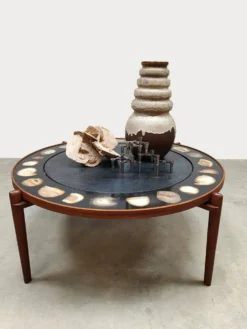 Table basse vintage Heinz Lilienthal ‘E8’ en agate et pierre