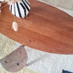 Table basse vintage plateau ovale scandinave