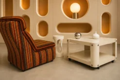 Table basse vintage Space Age – design futuriste années 70 – double pl
