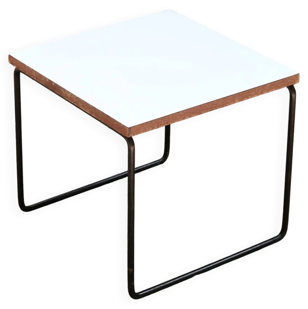 Table basse volante blanche de Pierre Guariche pour Steiner, années 50