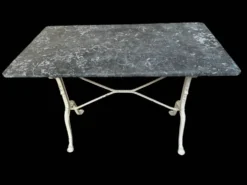 Table bistro Parisenne en fonte et marbre gris 1900