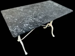 Table bistro Parisenne en fonte et marbre gris 1900