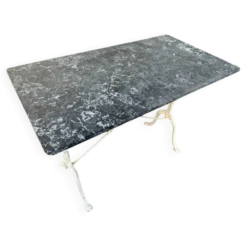 Table bistro Parisenne en fonte et marbre gris 1900