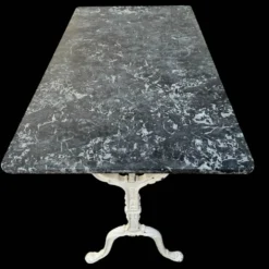 Table bistro Parisenne en fonte et marbre gris 1900