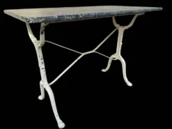 Table bistro Parisenne en fonte et marbre gris 1900