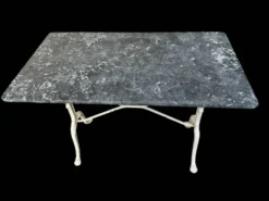 Table bistro Parisenne en fonte et marbre gris 1900