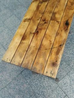 Table bistrot ancienne avec plateau en bois