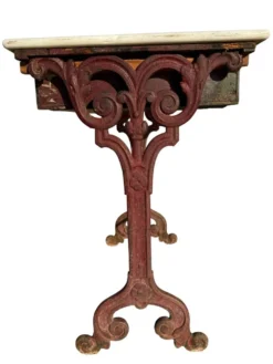 Table bistrot ancienne en fonte et marbre, France années 1900