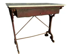 Table bistrot ancienne en fonte et marbre, France années 1900