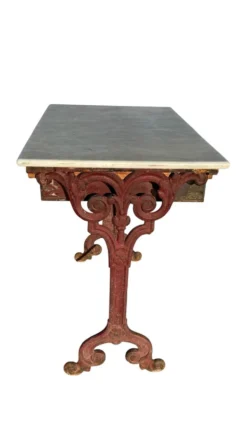 Table bistrot ancienne en fonte et marbre, France années 1900