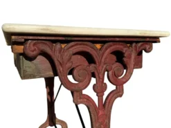Table bistrot ancienne en fonte et marbre, France années 1900