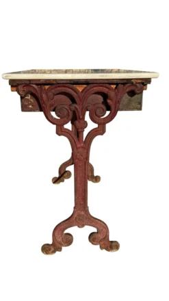 Table bistrot ancienne en fonte et marbre, France années 1900
