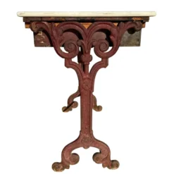 Table bistrot ancienne en fonte et marbre, France années 1900