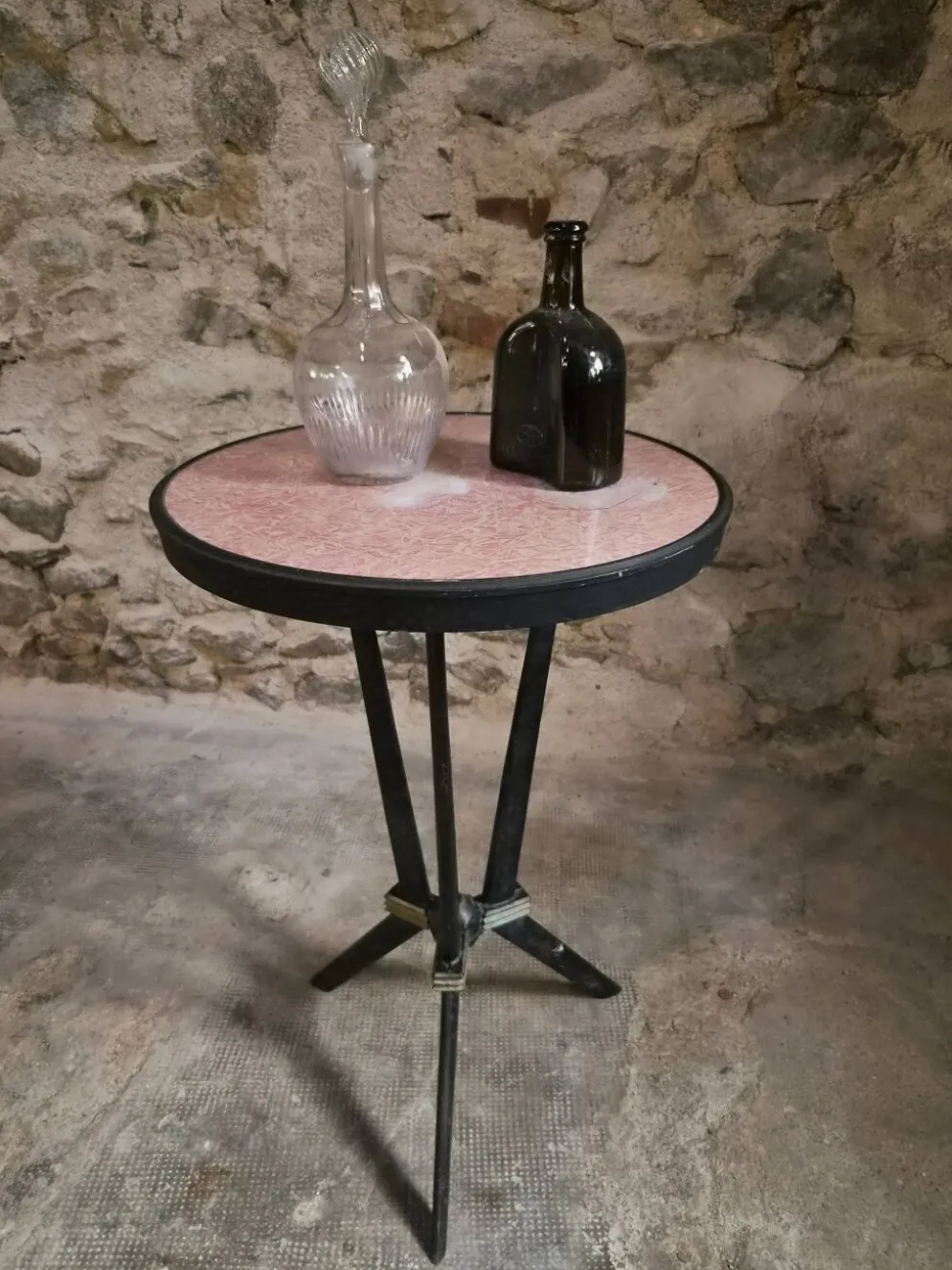Table bistrot art déco française avec plateau Rex bakélite – c.1930–1940