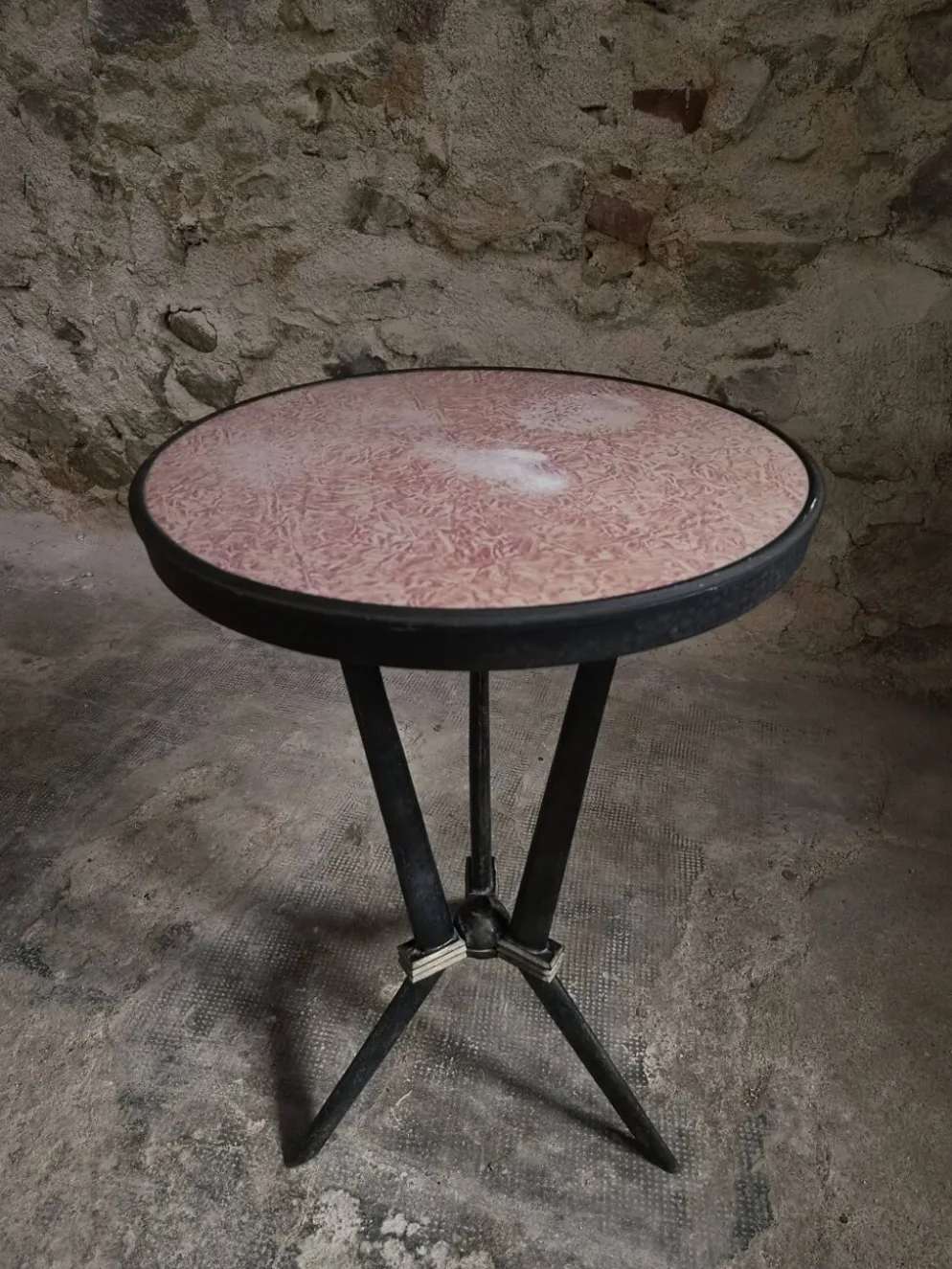 Table bistrot art déco française avec plateau Rex bakélite – c.1930–1940
