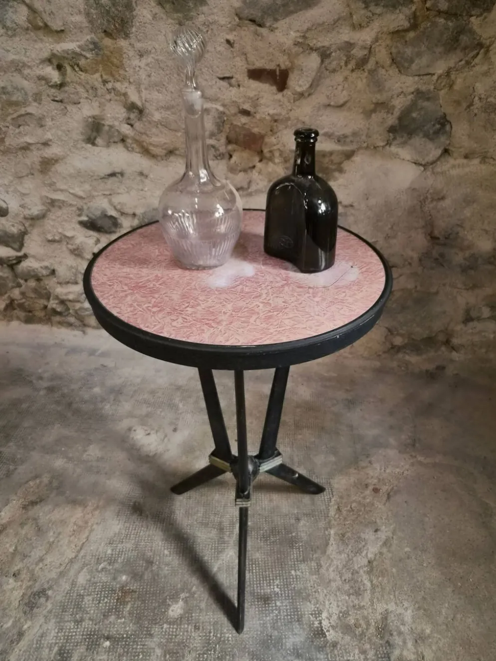 Table bistrot art déco française avec plateau Rex bakélite – c.1930–1940