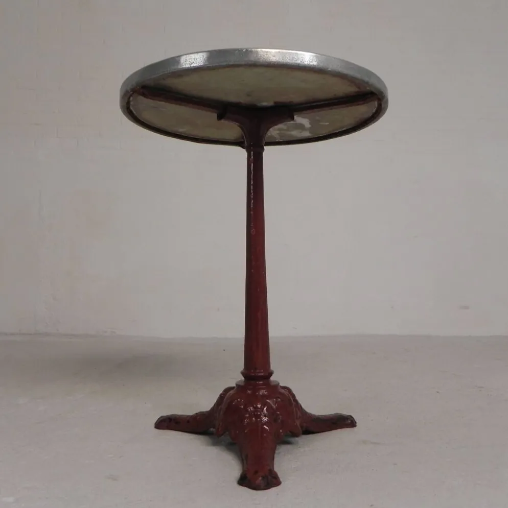 Table bistrot avec pieds en fonte et plateau en marbre, années 1920