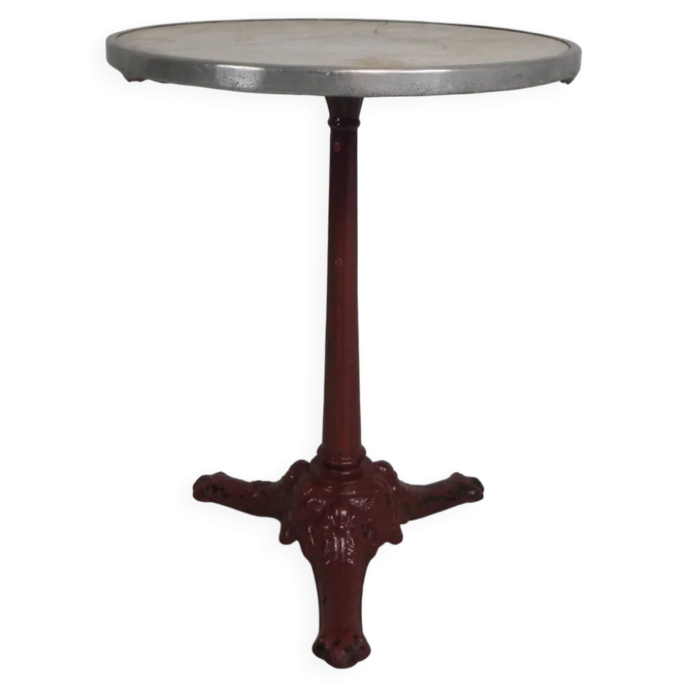 Table bistrot avec pieds en fonte et plateau en marbre, années 1920
