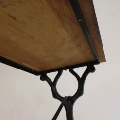 Table bistrot avec plateau en chêne sur piètement en fonte, années 1930