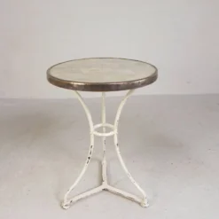 Table bistrot avec plateau en marbre et bordure en laiton, début du 20ème siècle