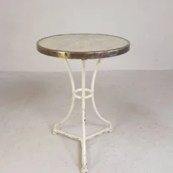 Table bistrot avec plateau en marbre et bordure en laiton, début du 20ème siècle