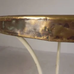 Table bistrot avec plateau en marbre et bordure en laiton, début du 20ème siècle