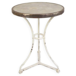 Table bistrot avec plateau en marbre et bordure en laiton, début du 20ème siècle