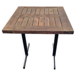 Table bistrot carrée, bois teck