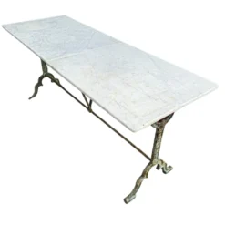 Table bistrot double fonte et marbre signé Rieux Lyon 1900