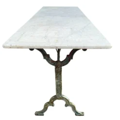 Table bistrot double fonte et marbre signé Rieux Lyon 1900