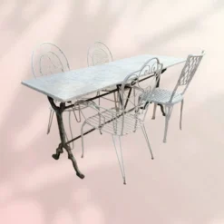 Table bistrot double fonte et marbre signé Rieux Lyon 1900