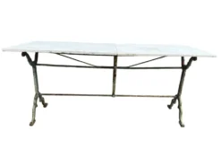 Table bistrot double fonte et marbre signé Rieux Lyon 1900