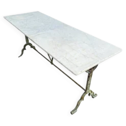 Table bistrot double fonte et marbre signé Rieux Lyon 1900