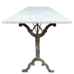 Table bistrot double fonte et marbre signé Rieux Lyon 1900