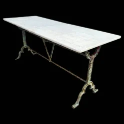 Table bistrot double fonte et marbre signé Rieux Lyon 1900