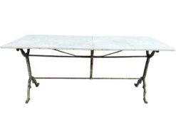 Table bistrot double fonte et marbre signé Rieux Lyon 1900