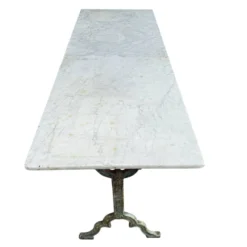 Table bistrot double fonte et marbre signé Rieux Lyon 1900