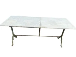 Table bistrot double fonte et marbre signé Rieux Lyon 1900