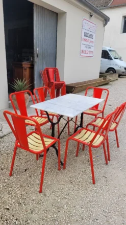 Table bistrot en marbre et fonte ancienne