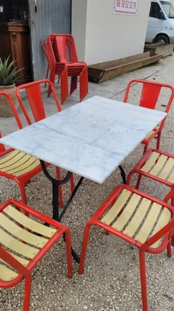 Table bistrot en marbre et fonte ancienne