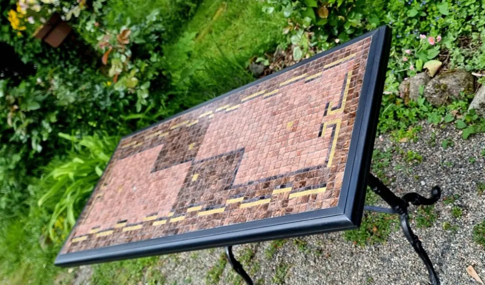 Table bistrot mosaïque de verre années 70