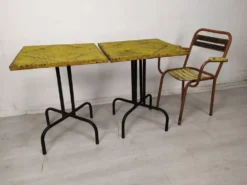 Table bistrot métal perforé vintage
